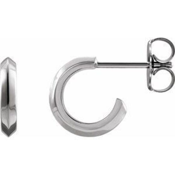 14K White Gold Knife-Edge Huggie Hoop EarringsHoop Earrings for Gift - 10mm